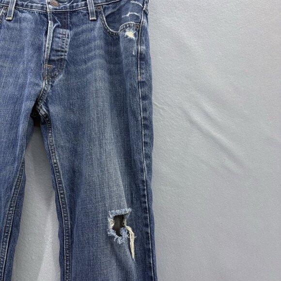 Hollister Men’s Distressed Straight Leg Jeans W34 L34 Medium Wash Button Fly - Picture 2 of 11